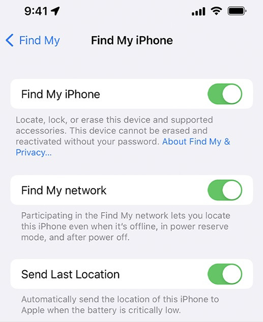 Find My iPhone on iOS